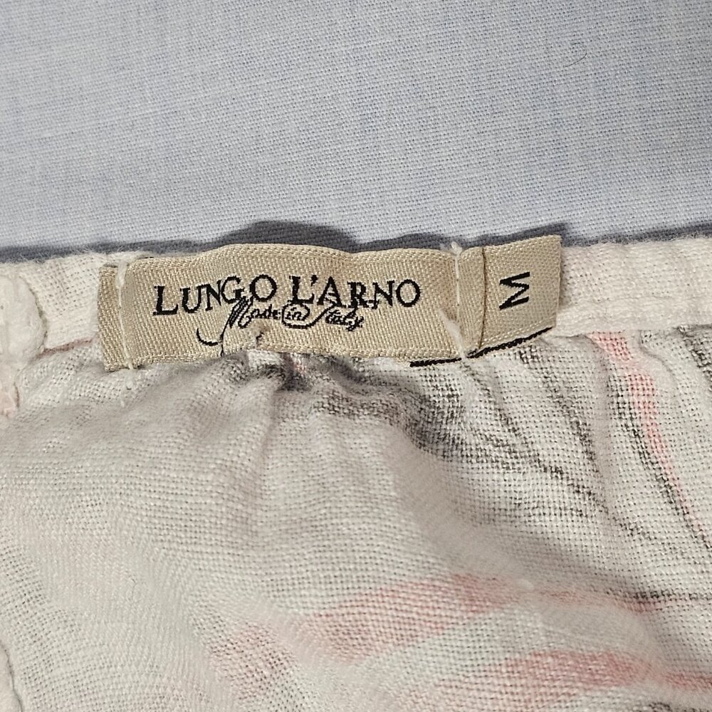 Lungo L'arno Tropical Sun Dress Women Size M White Linen - Picture 4 of 14